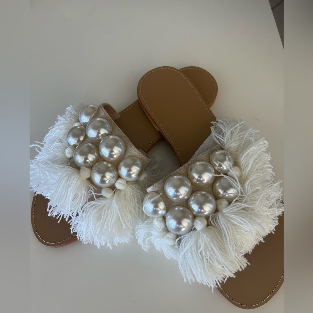 Elegant White Pearl Embellished Sandals